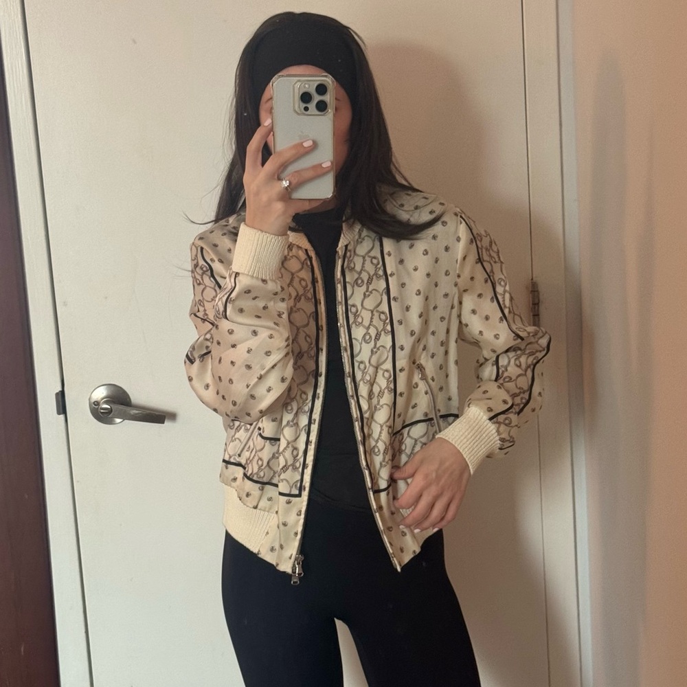 Philip Lim 100% silk scarf pattern bomber jacket - Picture 3 of 6